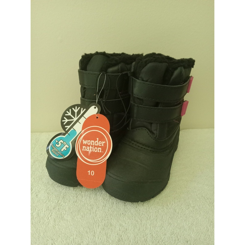 Wonder Nation Size 10 Girls Temperature Rated Winter Boots black pink NWT